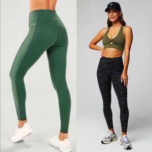 Fabletics Set of 2 Ankle Fit Green & Camo Leggings